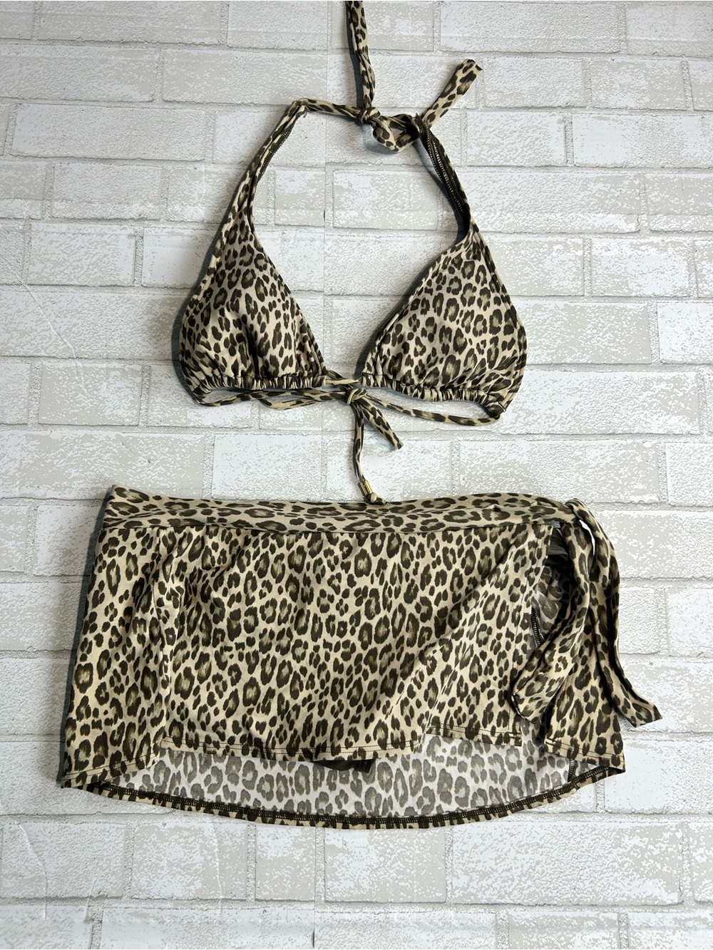 Tommy Bahama Leopard Print Halter Bikini Top and Skirt Swim Set - Size M/L